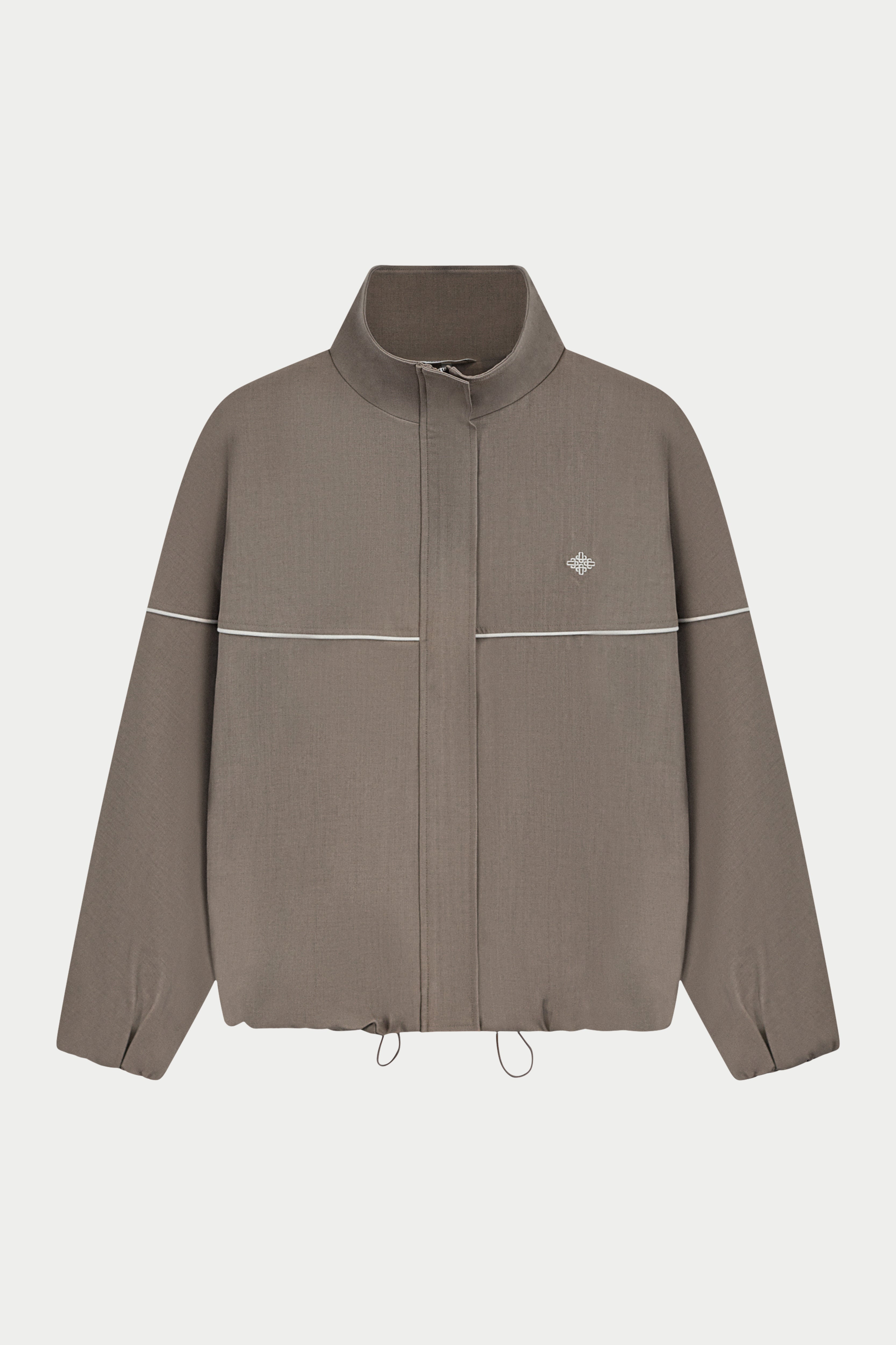 PIPED FUNNEL NECK TRACK JACKET - MUSHROOM