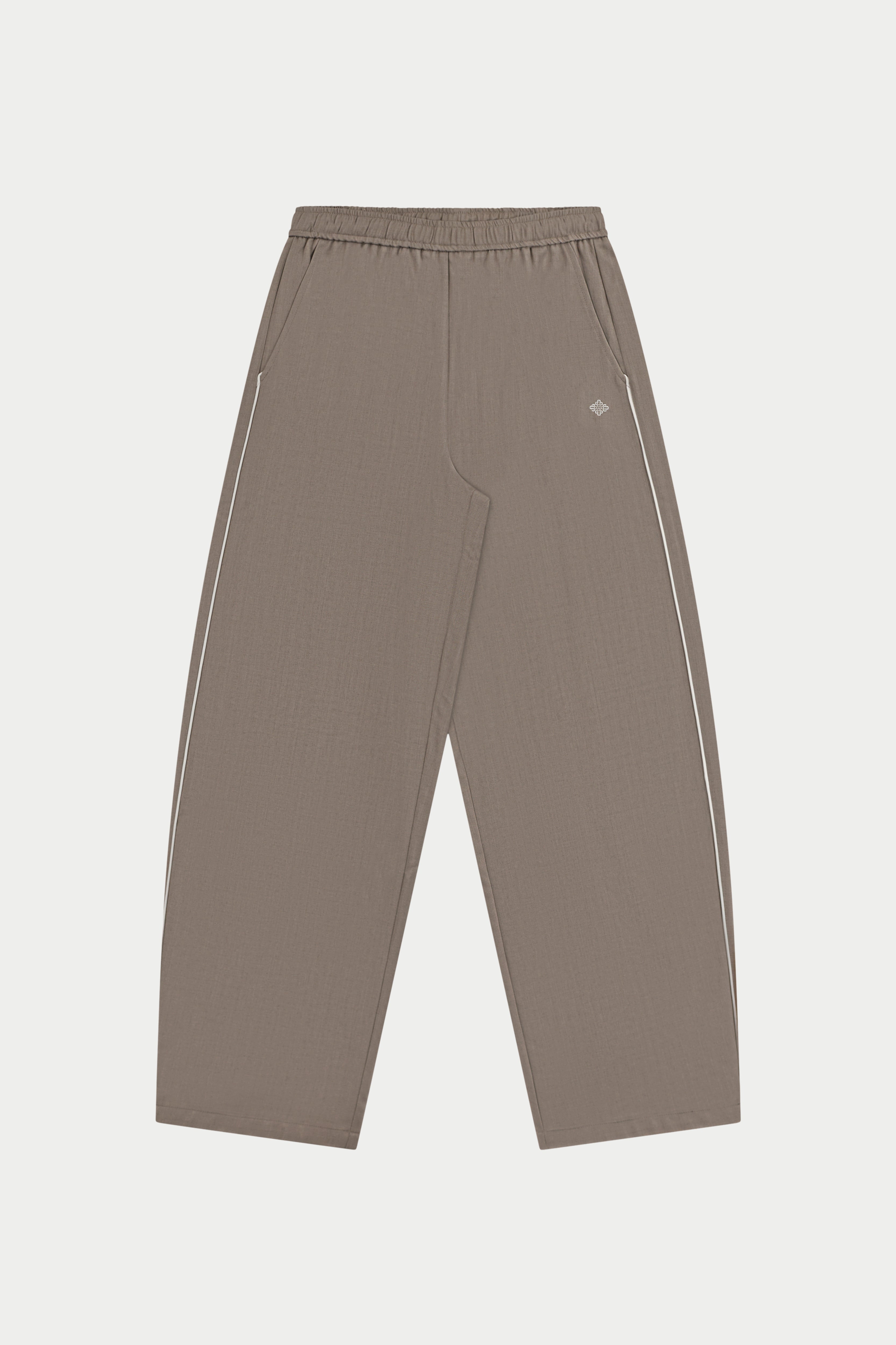 PIPED BARREL LEG TROUSERS - MUSHROOM