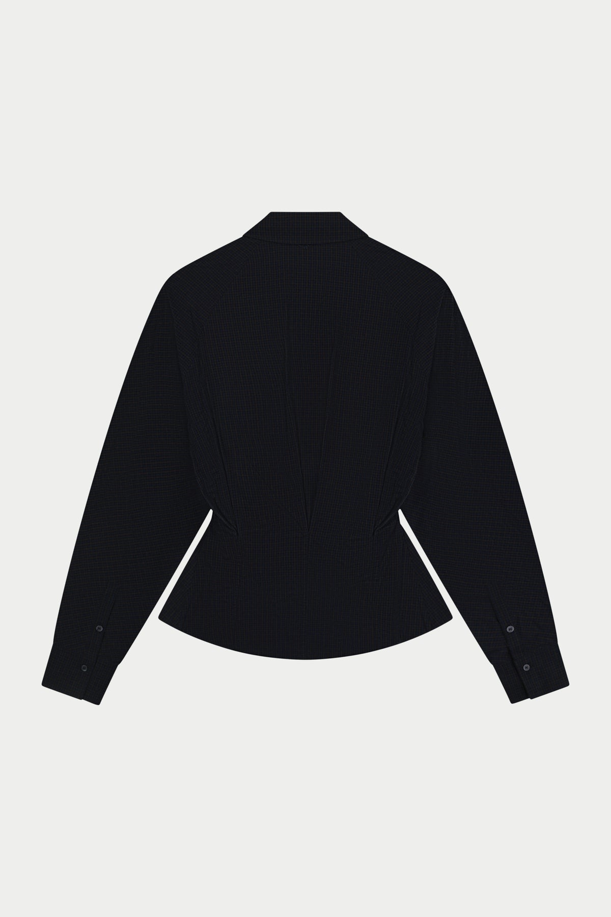 MICRO CHECK CONTOUR SEAM SHIRT - NAVY