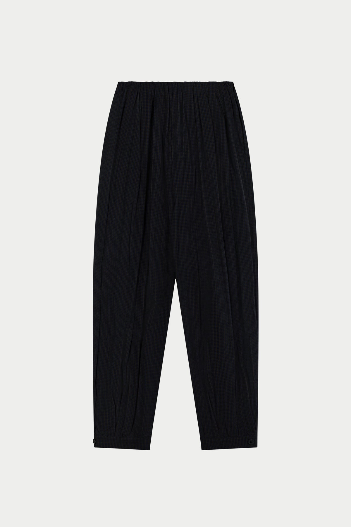MICRO CHECK BALLOON TROUSERS - NAVY