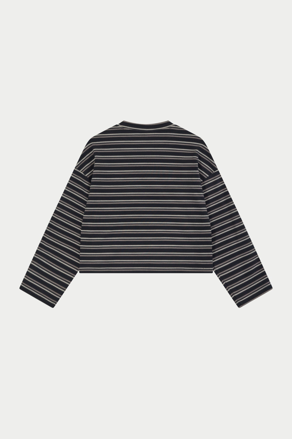 STRIPE FLEECE LONG SLEEVE T-SHIRT - CHARCOAL