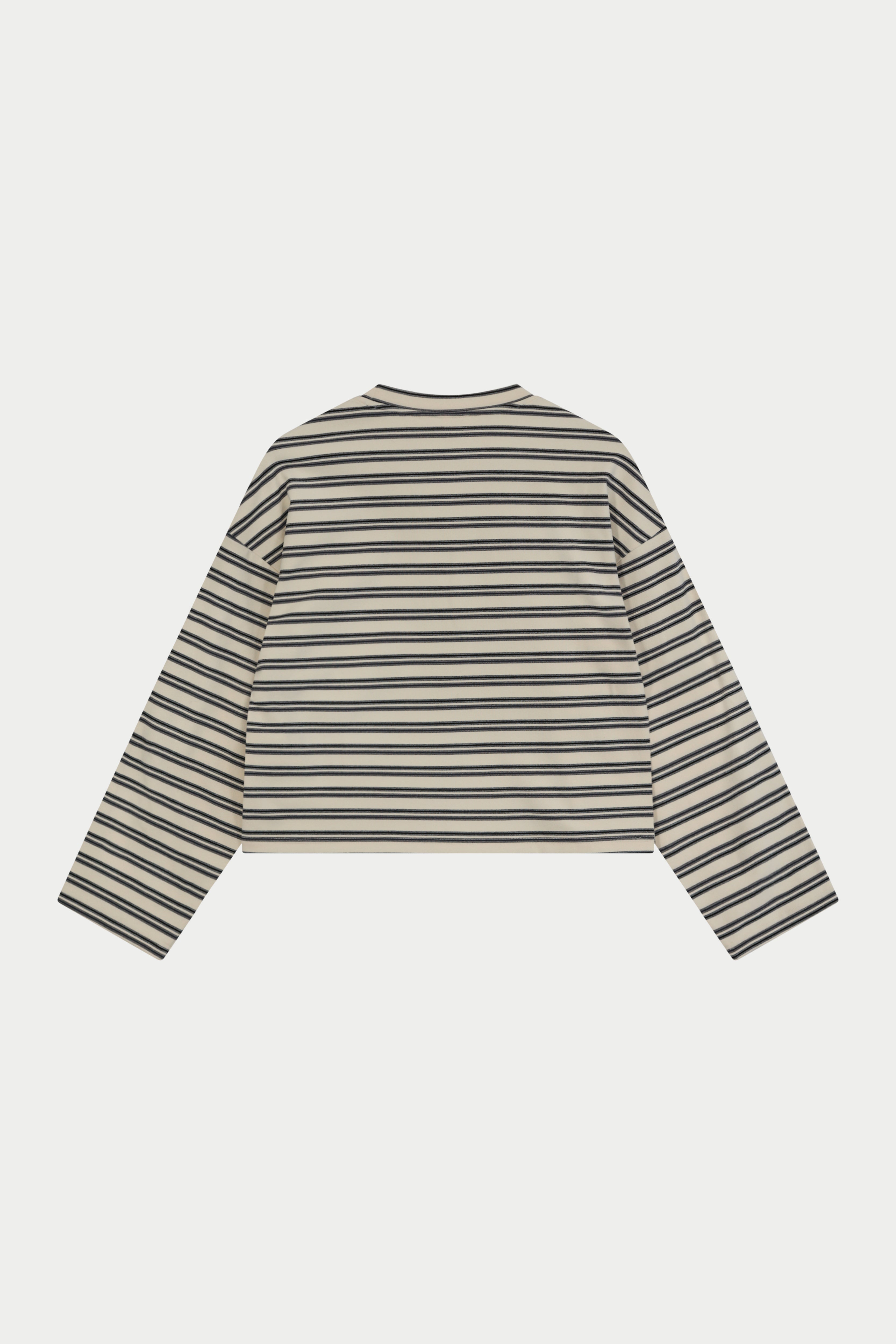 STRIPE FLEECE LONG SLEEVE T-SHIRT - OFF WHITE