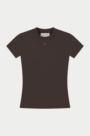 SCULPTING STRETCH EMBLEM BABY TEE - CHOCOLATE