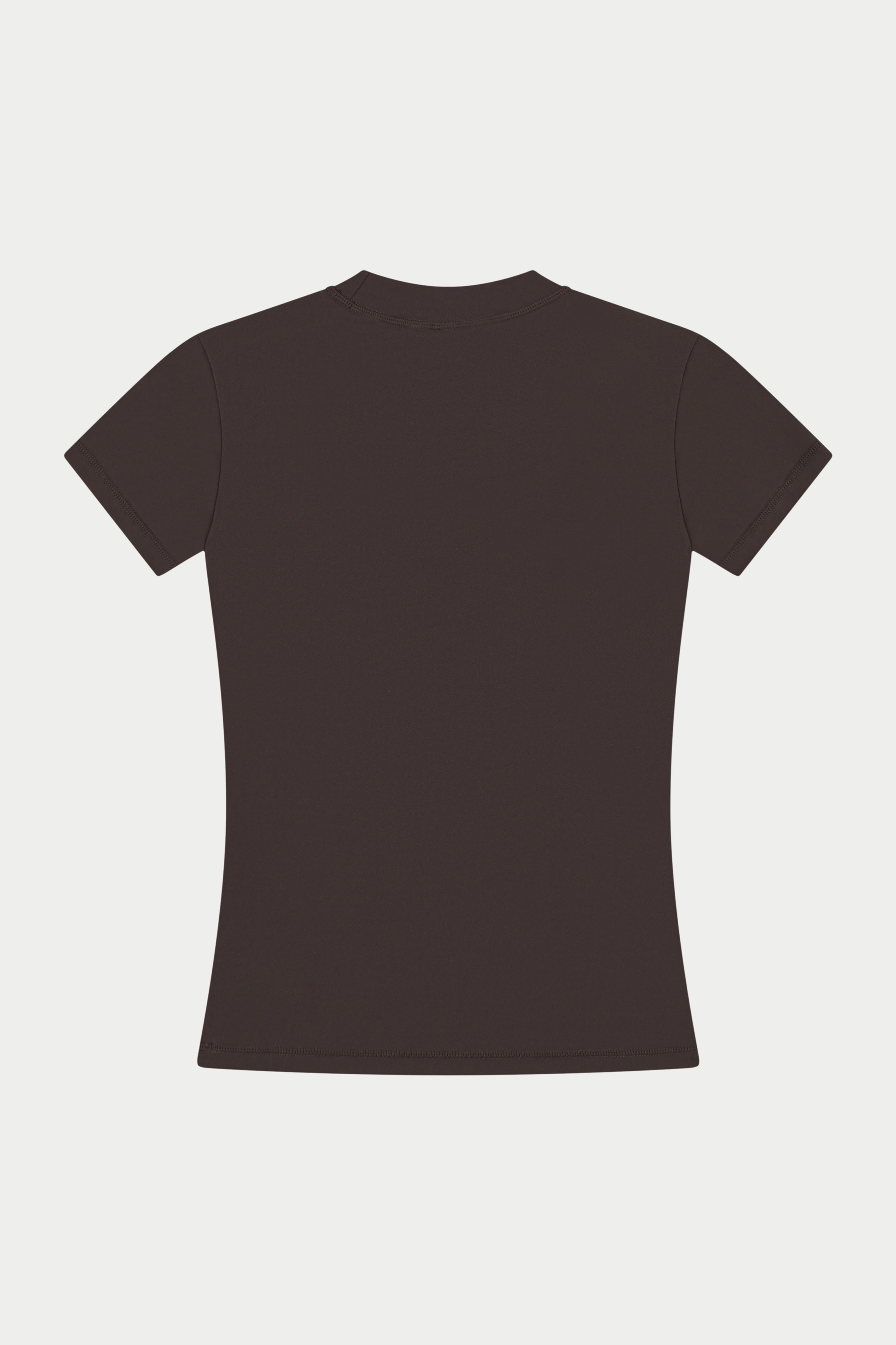 SCULPTING STRETCH EMBLEM BABY TEE - CHOCOLATE