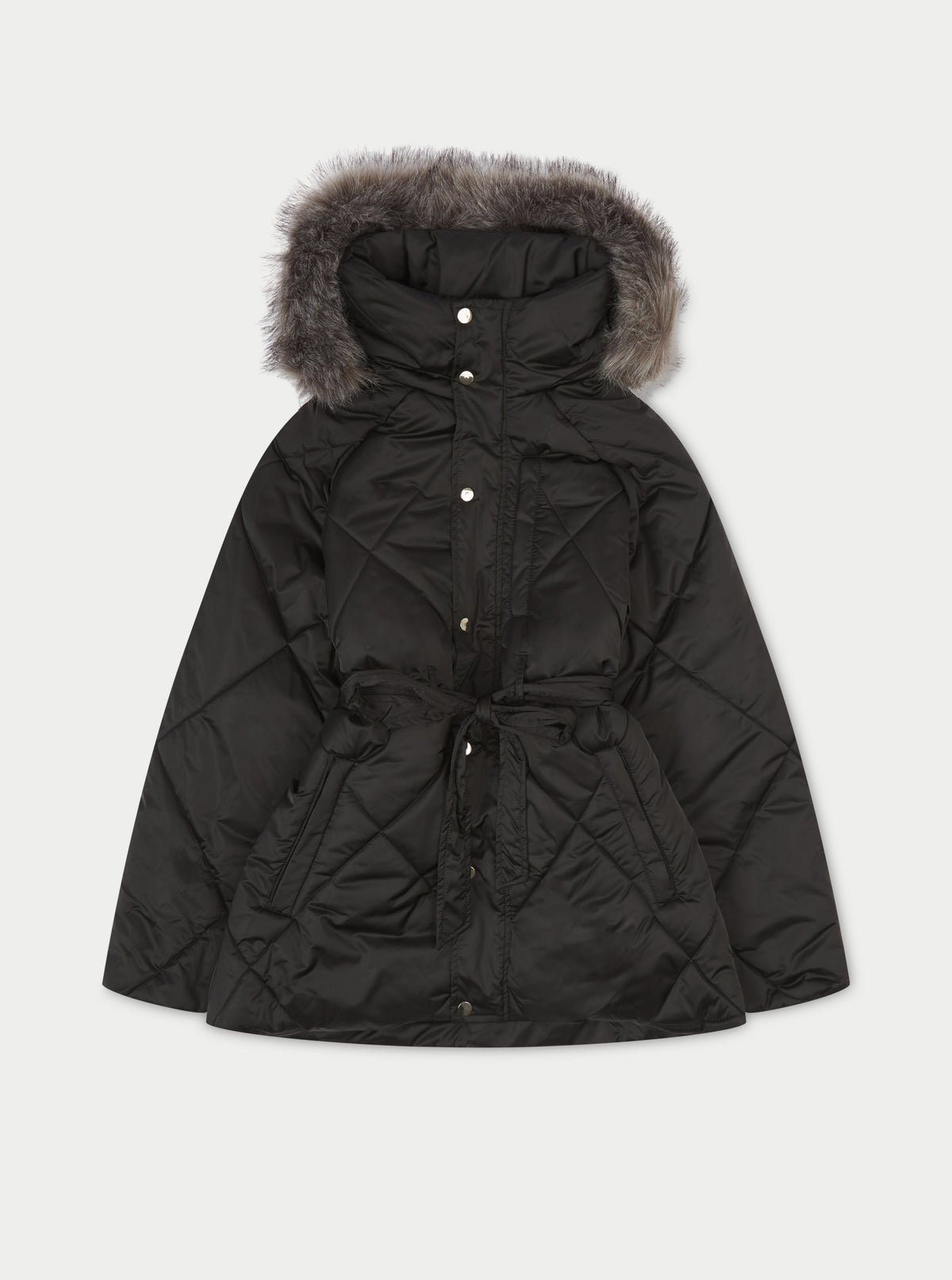 Black Oversize Fur Hooded Parka Jacket | The Couture Club