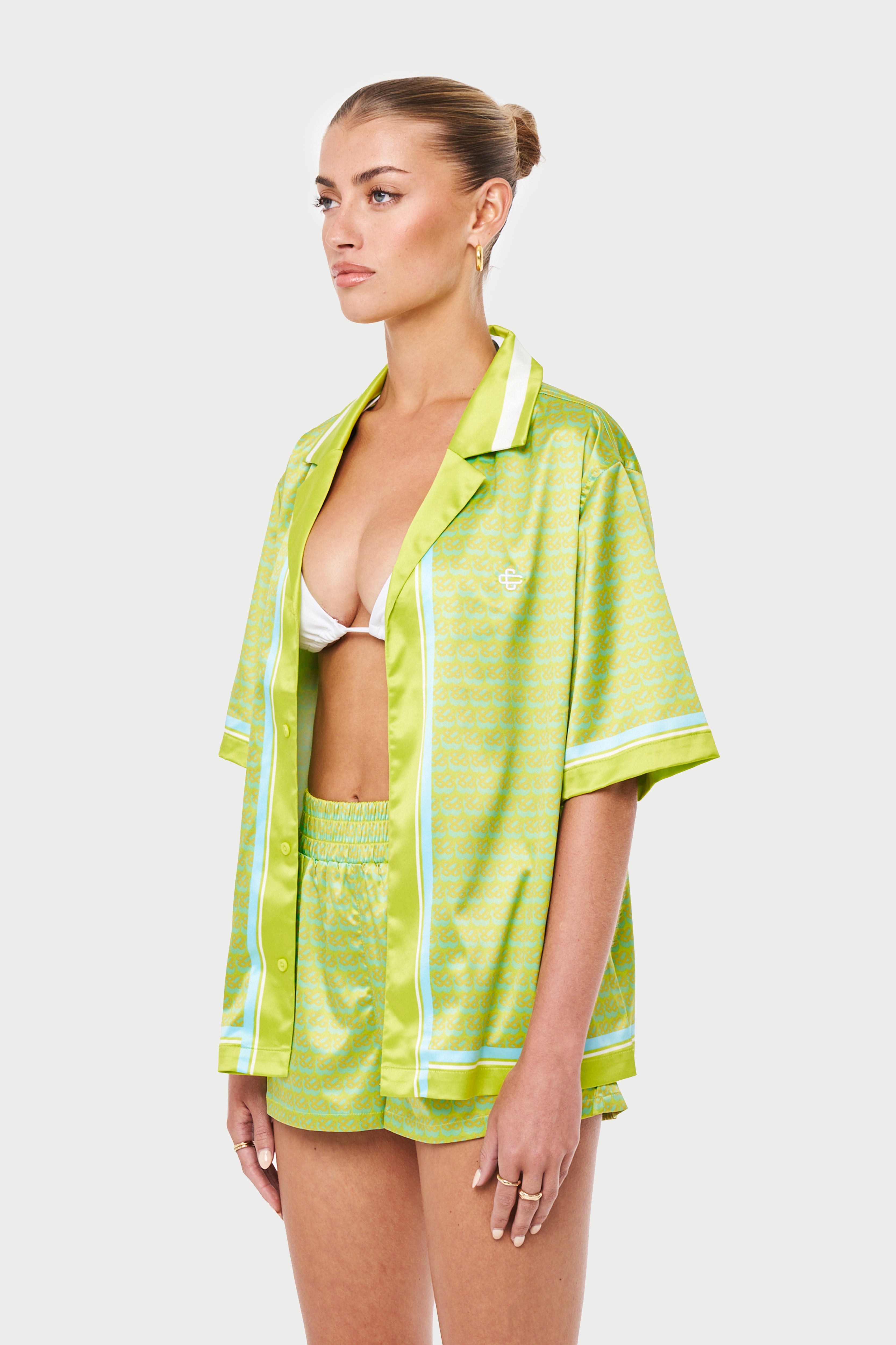 EMBLEM PRINTED RESORT SHIRT - YELLOW