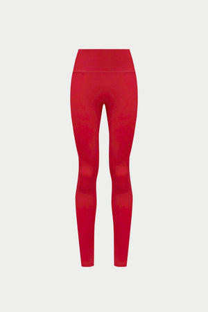 SCULPTING STRETCH EMBLEM LEGGINGS - RED