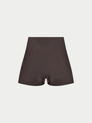 SCULPTING STRETCH MINI SHORTS - CHOCOLATE