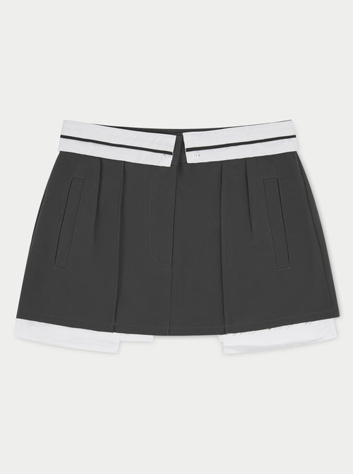 Beige Reverse Waistband Mini Skirt | The Couture Club