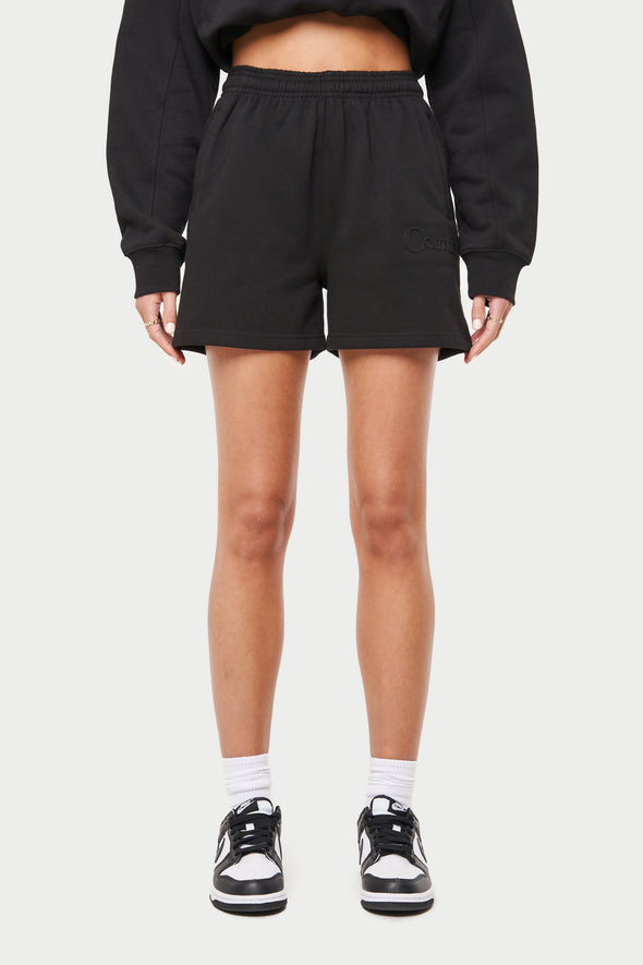 COUTURE OUTLINE WASHED SHORTS - BLACK