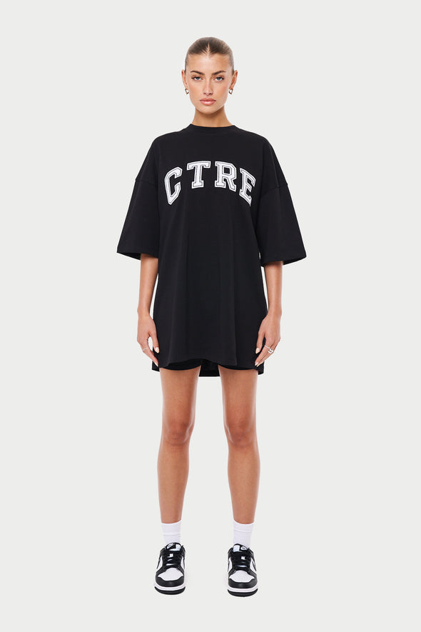 CTRE VARSITY T-SHIRT DRESS - BLACK