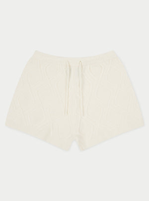 CABLE KNITTED SHORTS - OFF WHITE