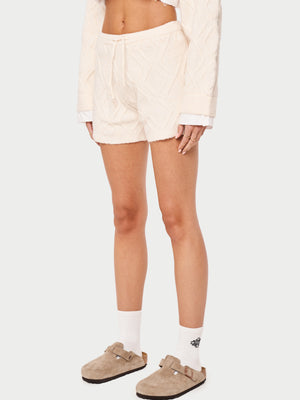 CABLE KNITTED SHORTS - OFF WHITE