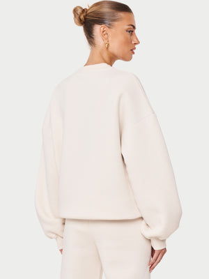 COUTURE SCRIPT PUFF SLEEVE CREW - OFF WHITE
