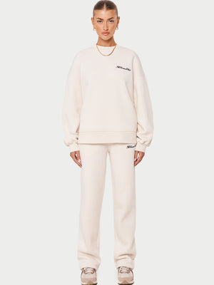 COUTURE SCRIPT PUFF SLEEVE CREW - OFF WHITE