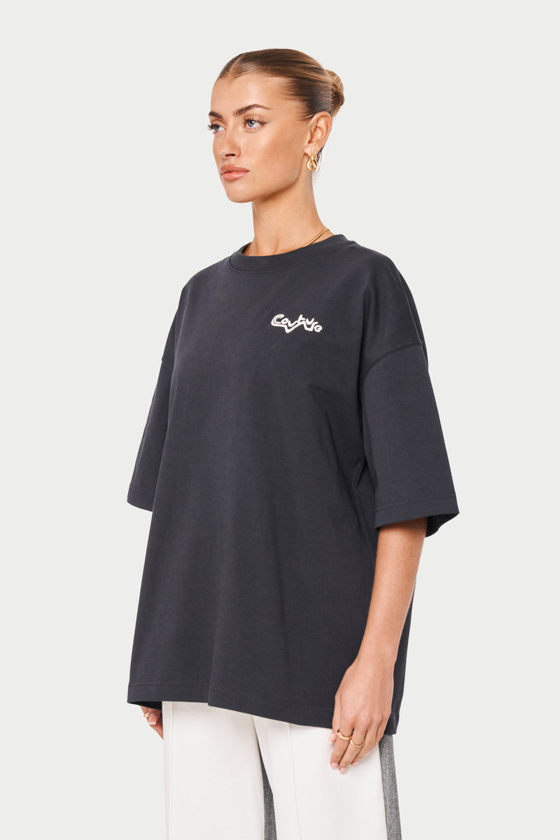 REPEAT ABSTRACT OVERSIZED T-SHIRT - CHARCOAL