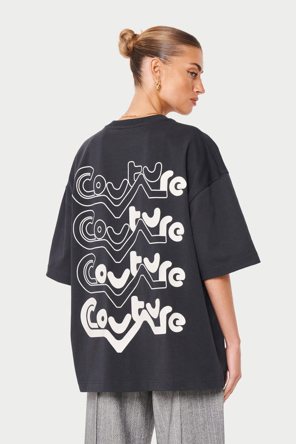 REPEAT ABSTRACT OVERSIZED T-SHIRT - CHARCOAL