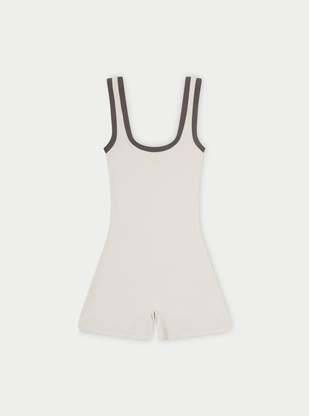Sculpting Stretch Emblem Contrast Piping Unitard - Off White
