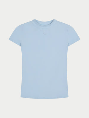 SCULPTING STRETCH EMBLEM BABY TEE - POWDER BLUE