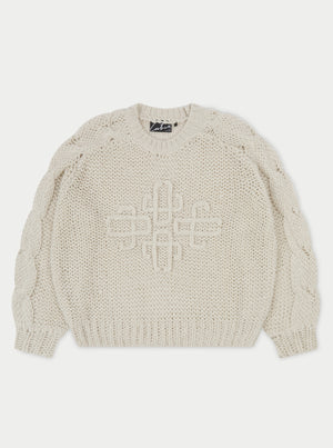 EMBLEM OVERSIZED KNIT JUMPER - STONE
