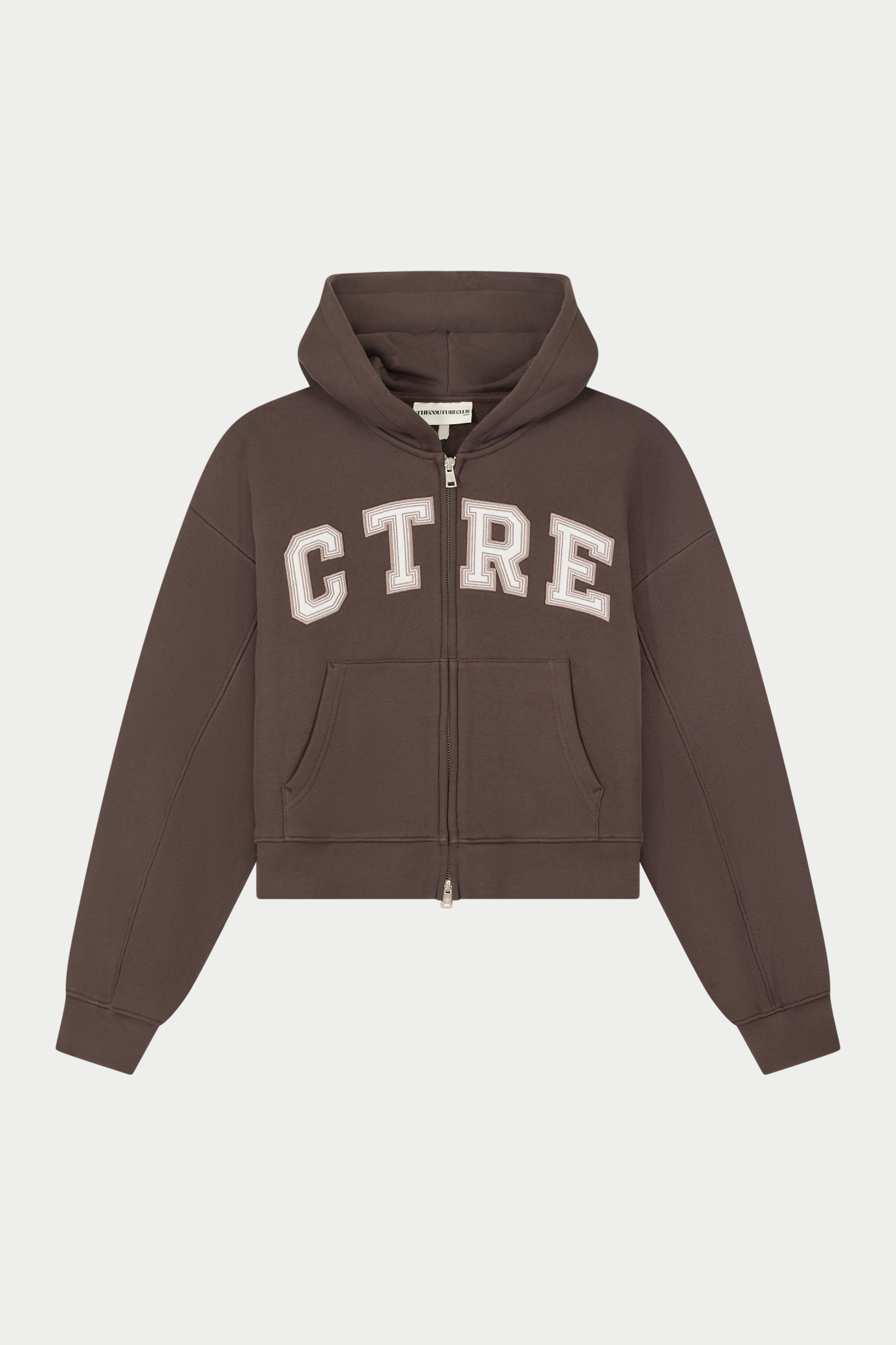 CTRE APPLIQUE ZIP THROUGH HOODIE - BROWN