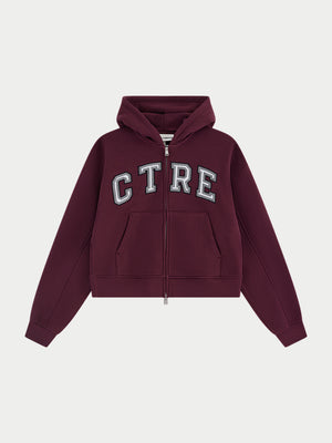 CTRE APPLIQUE ZIP THROUGH HOODIE - PLUM