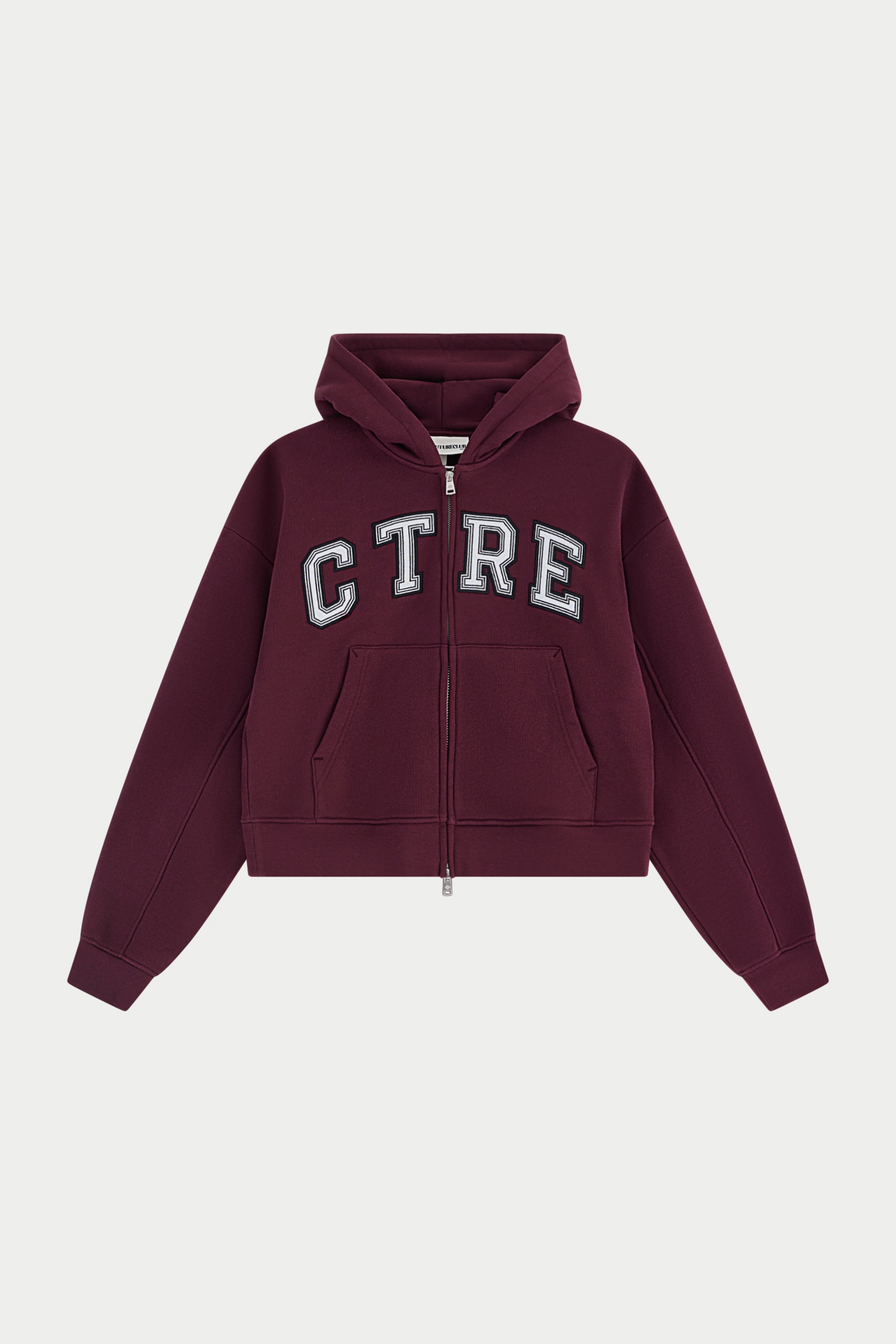 CTRE APPLIQUE ZIP THROUGH HOODIE - PLUM