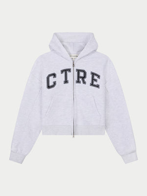 CTRE APPLIQUE ZIP THROUGH HOODIE - GREY MARL