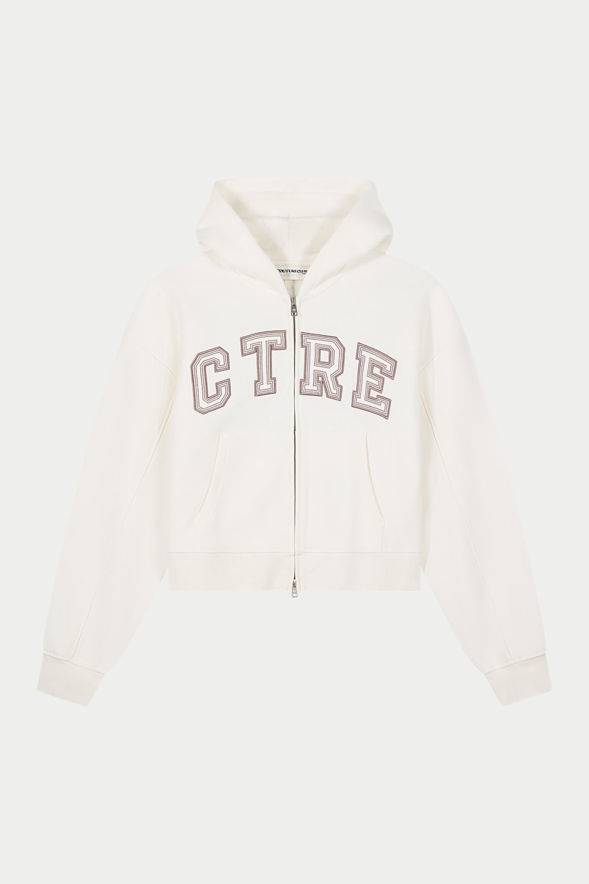 CTRE APPLIQUE ZIP THROUGH HOODIE - OFF WHITE