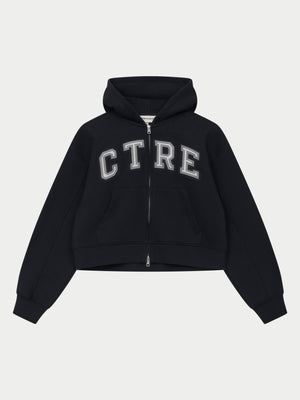 CTRE APPLIQUE ZIP THROUGH HOODIE - BLACK