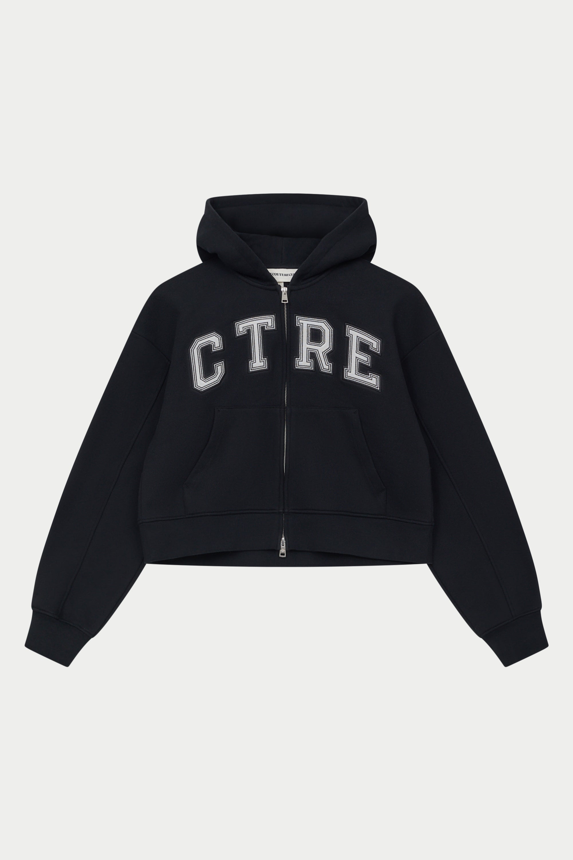 CTRE APPLIQUE ZIP THROUGH HOODIE - BLACK