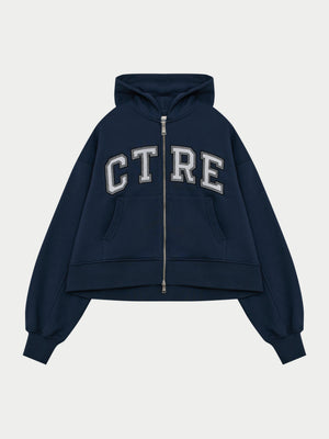 CTRE APPLIQUE ZIP THROUGH HOODIE - NAVY