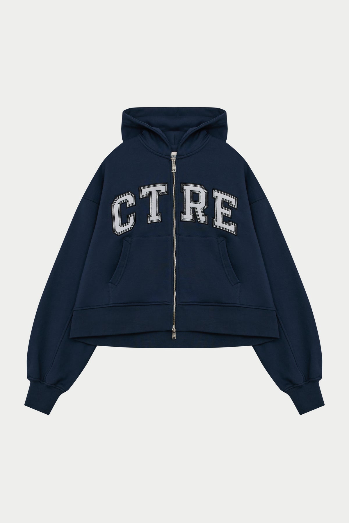 CTRE APPLIQUE ZIP THROUGH HOODIE - NAVY