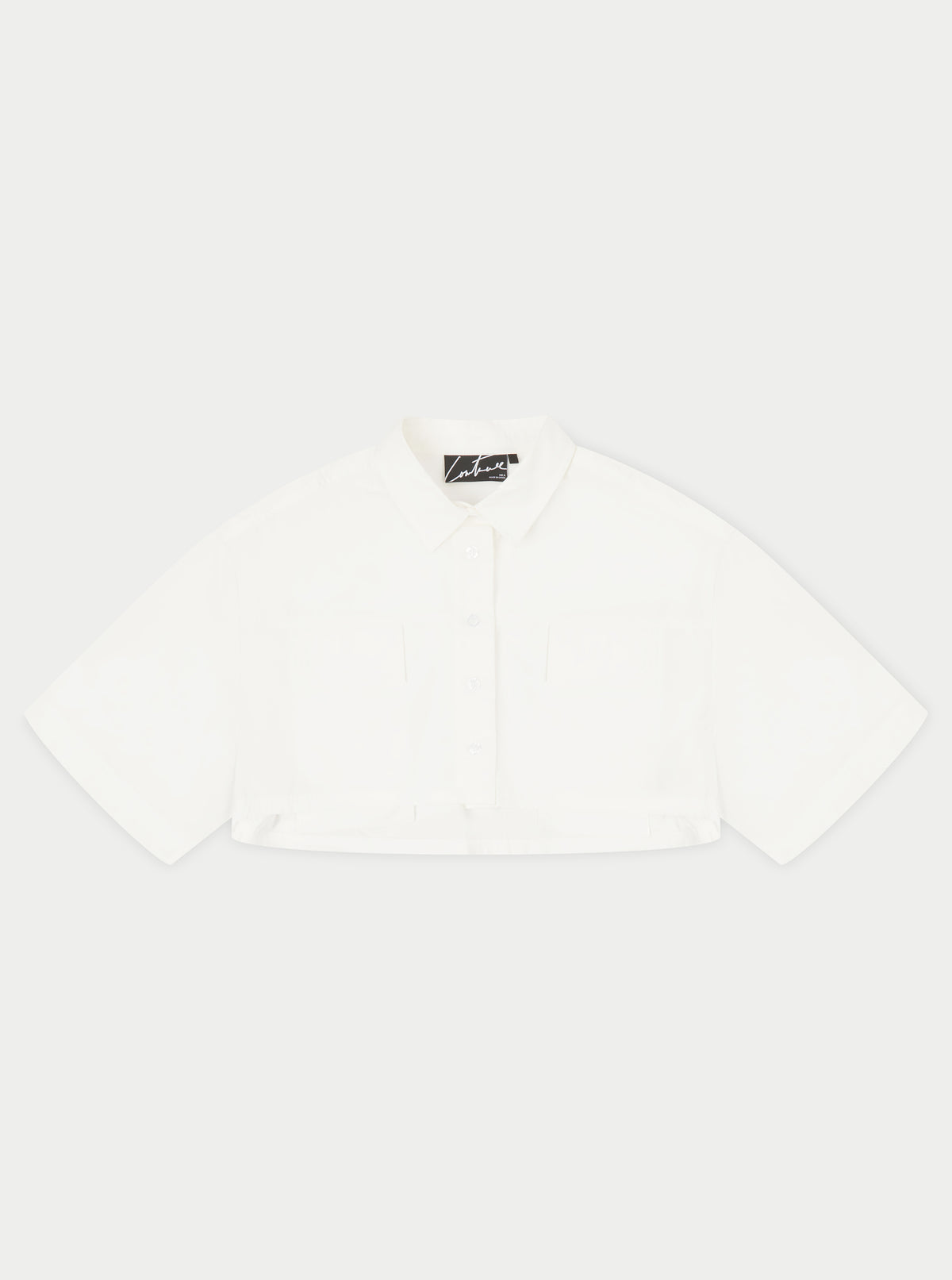 CROPPED POPLIN POCKET DETAIL SHIRT - WHITE