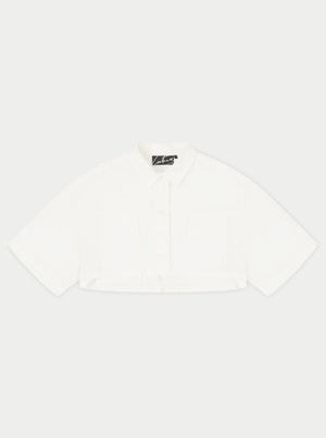 CROPPED POPLIN POCKET DETAIL SHIRT - WHITE