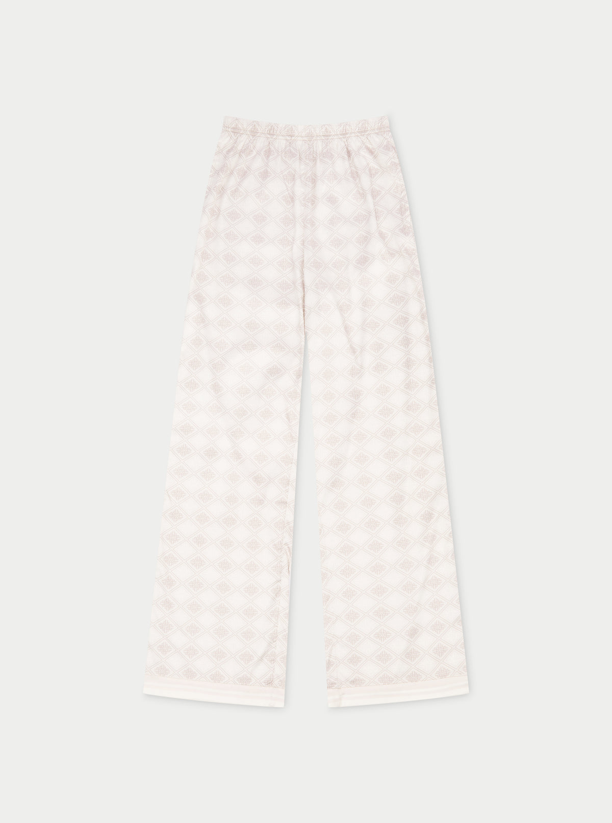 EMBLEM PRINT WIDE LEG TROUSERS - BEIGE