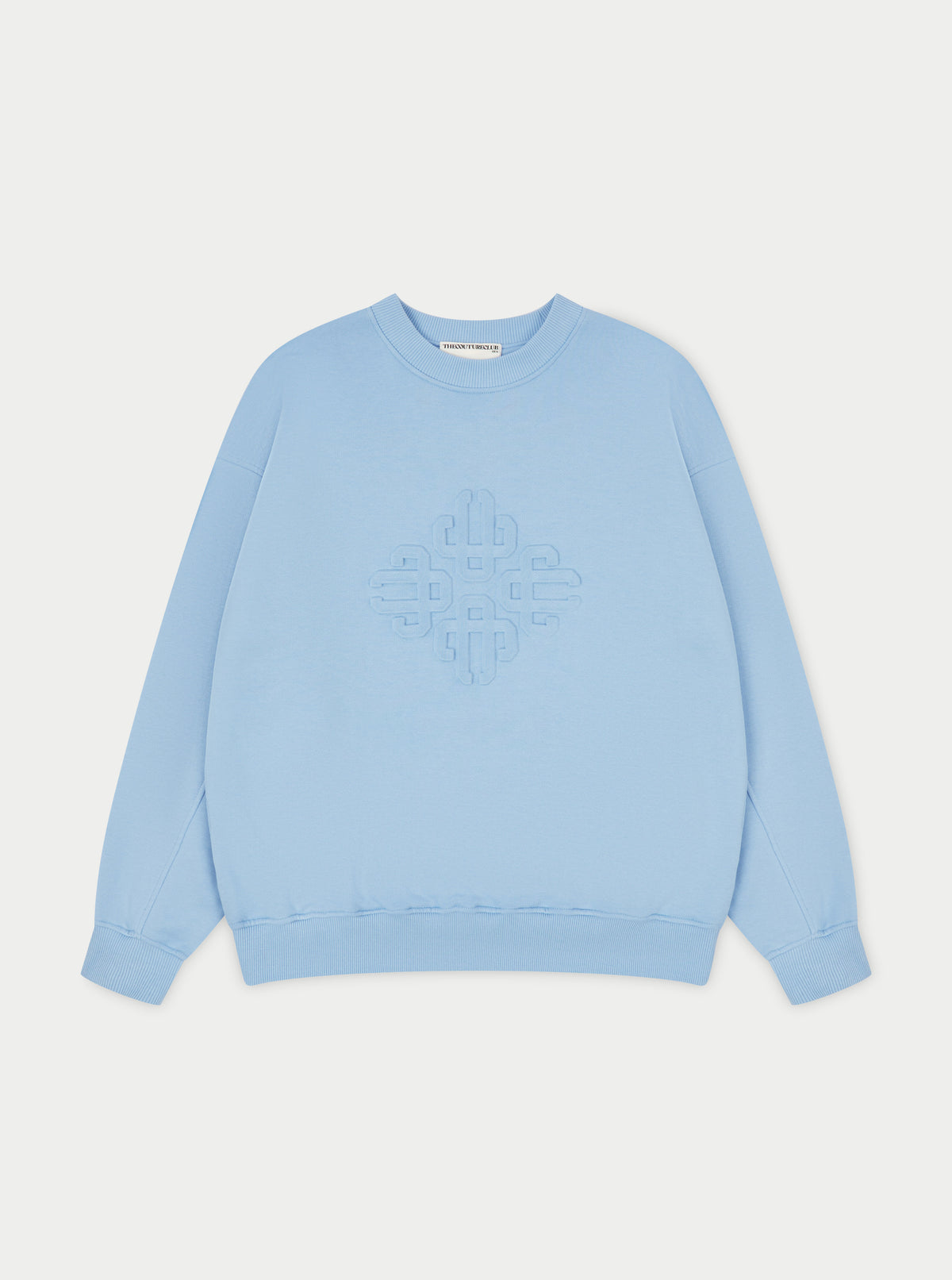 EMBLEM EMBOSSED OVERSIZED CREW - BLUE