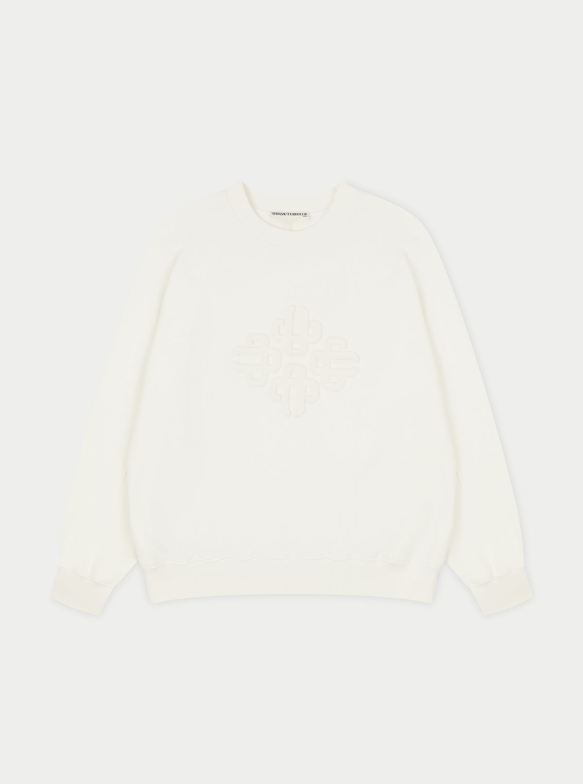 EMBLEM EMBOSSED OVERSIZED SWEATSHIRT - OFF WHITE