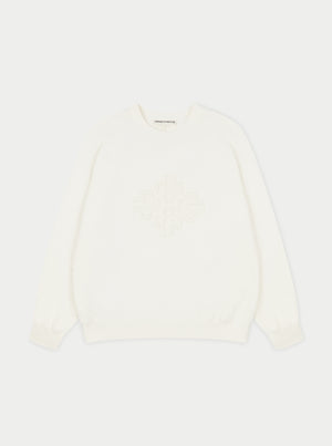 EMBLEM EMBOSSED OVERSIZED SWEATSHIRT - OFF WHITE