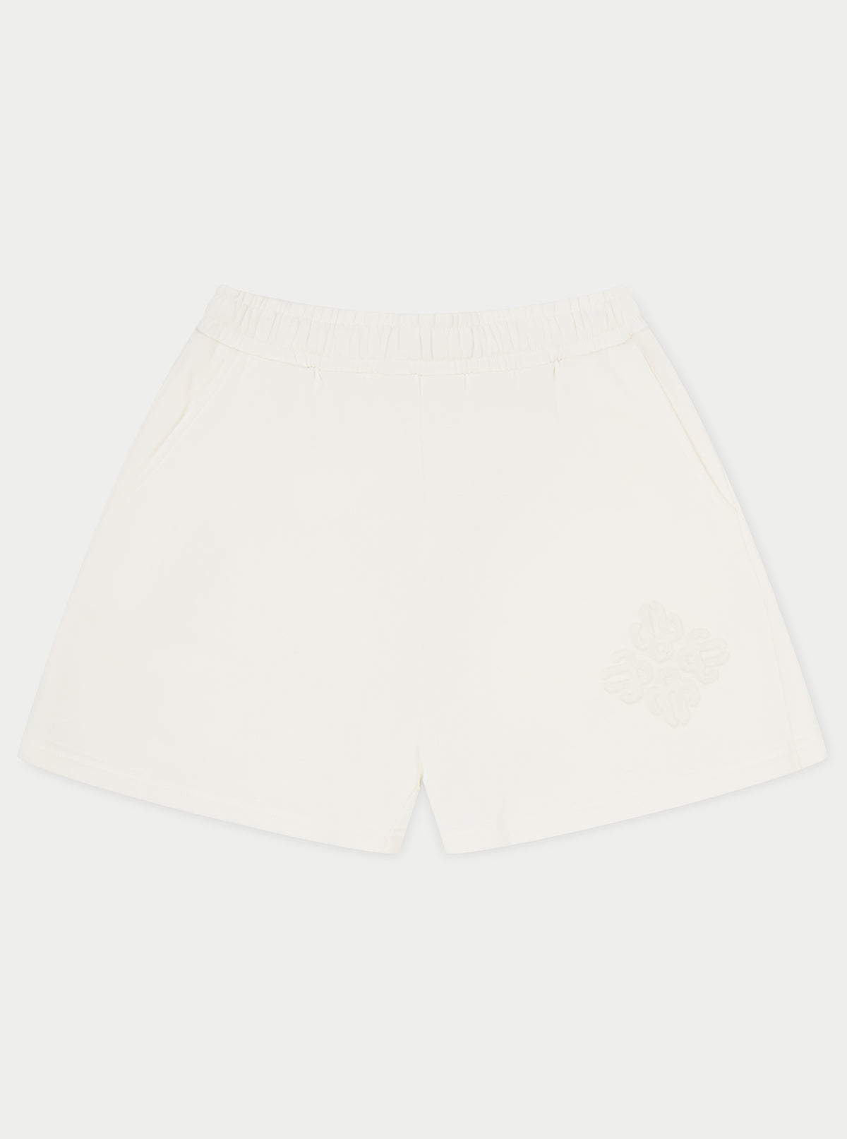 Emblem Embossed Shorts - Off White