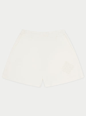 EMBLEM EMBOSSED SHORTS - OFF WHITE