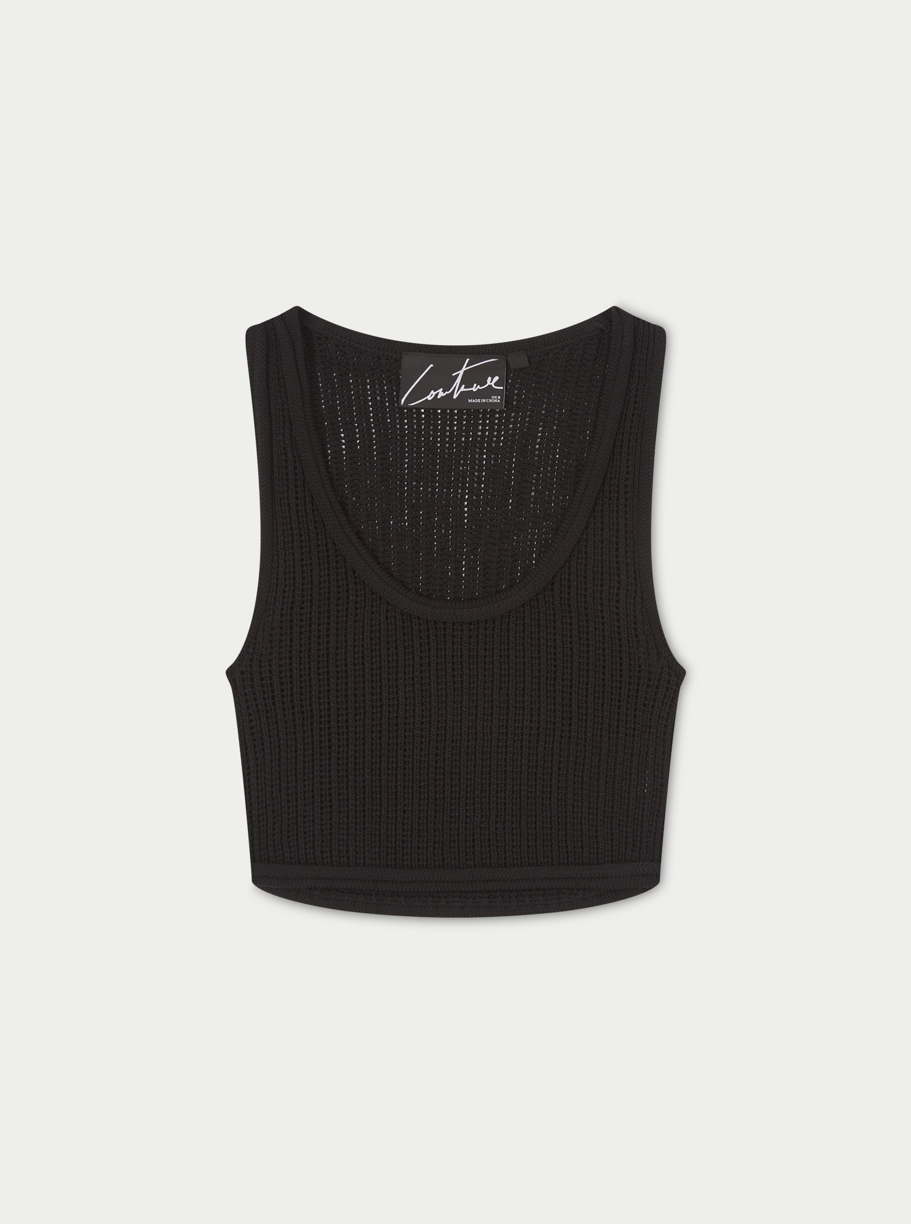 Knitted Vest Top - Black