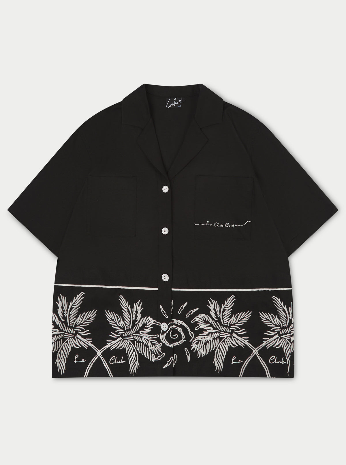 PALM EMBROIDERY SHIRT - BLACK