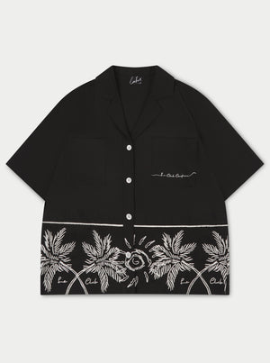 PALM EMBROIDERY SHIRT - BLACK