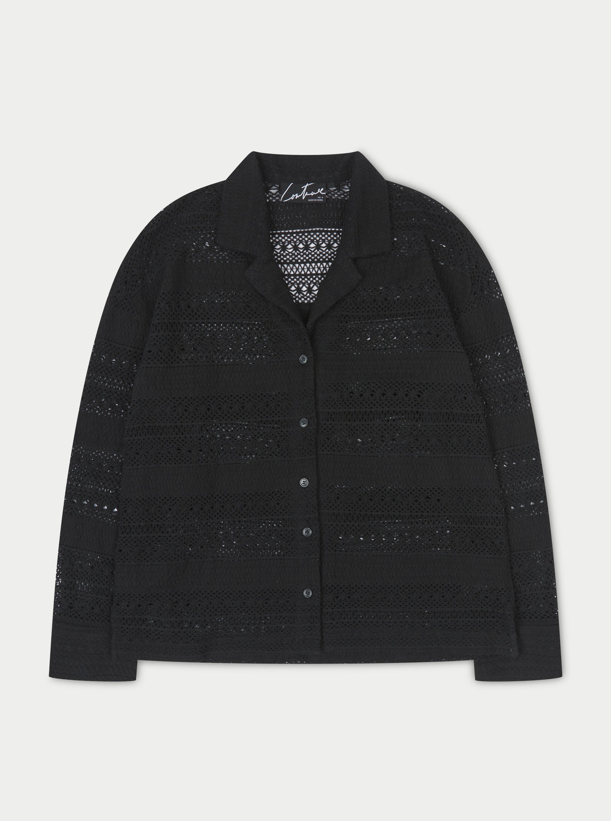 Textured Crochet Shirt - Black