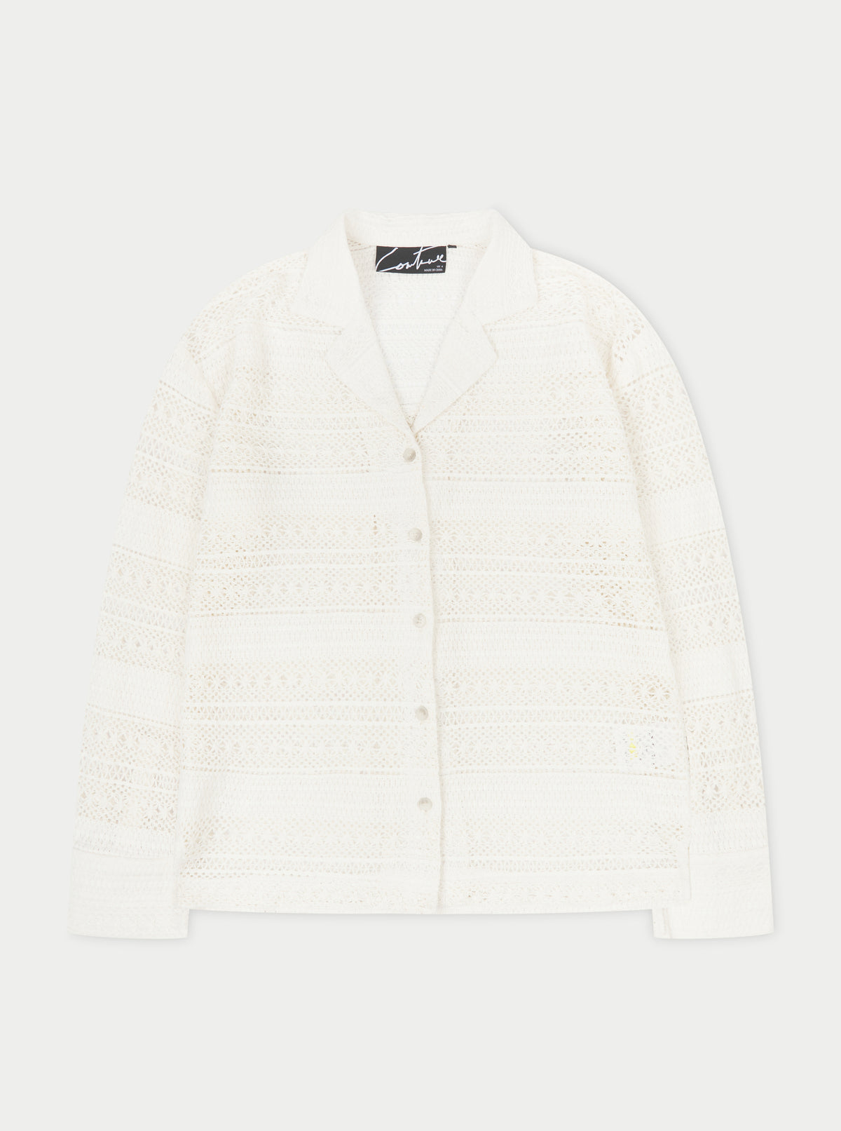 TEXTURED CROCHET SHIRT - OFF WHITE