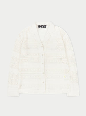 TEXTURED CROCHET SHIRT - OFF WHITE