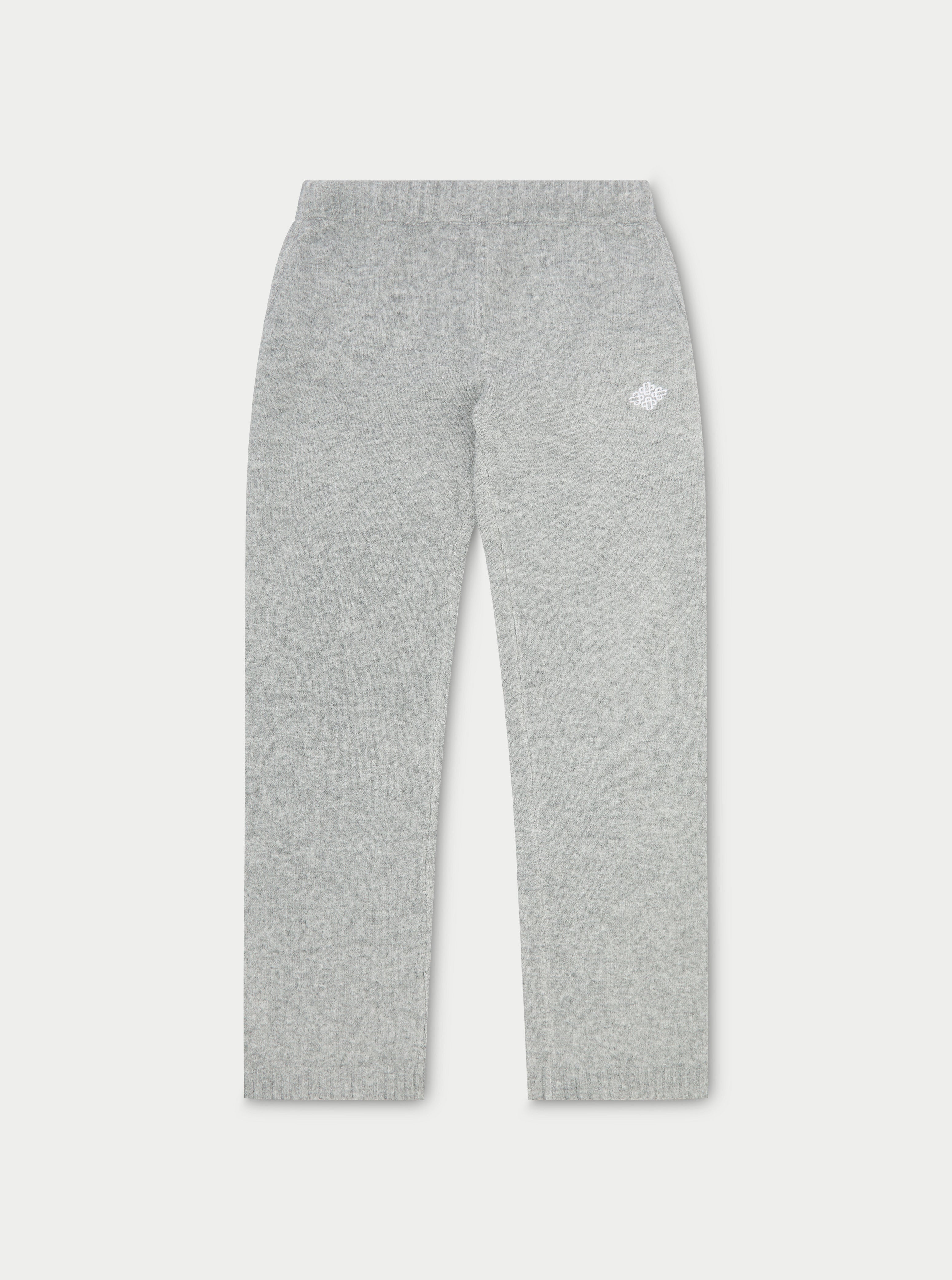 FLUFFY KNIT EMBLEM EMBROIDERED JOGGER - GREY MARL