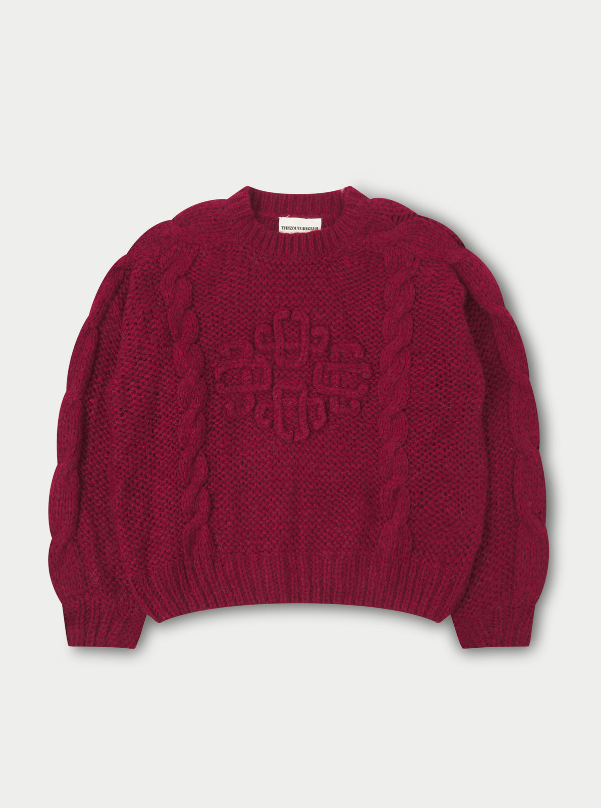 Emblem Plaited Oversized Knit Jumper - Pink