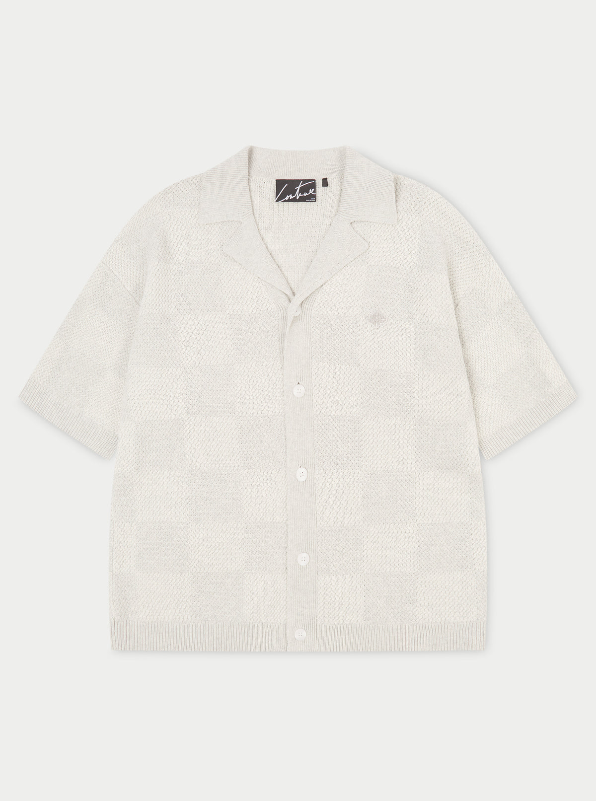 Knitted Checkerboard Shirt - Grey